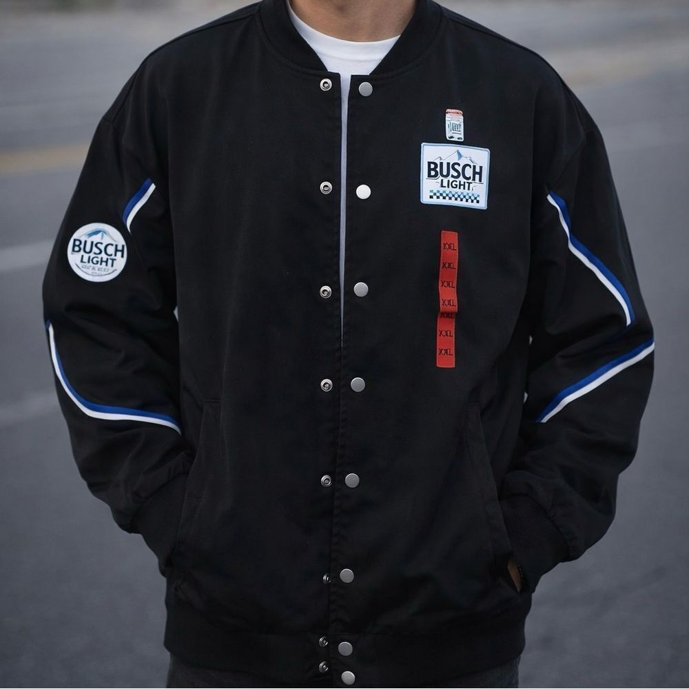 Busch Light Black Varsity Jacket • Vintage Beer Racing